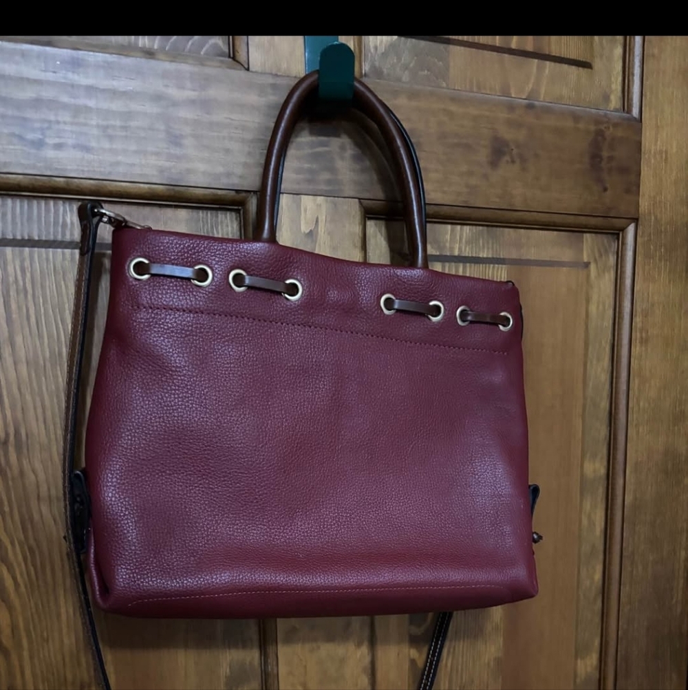 Dooney & Bourke Burgundy Leather Tote/Crossbody - Picture 3 of 13
